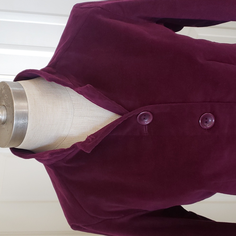 Talbots Plum Purple Velvet Tailored Blazer Jacket Size 8P Petite - Picture 6 of 12